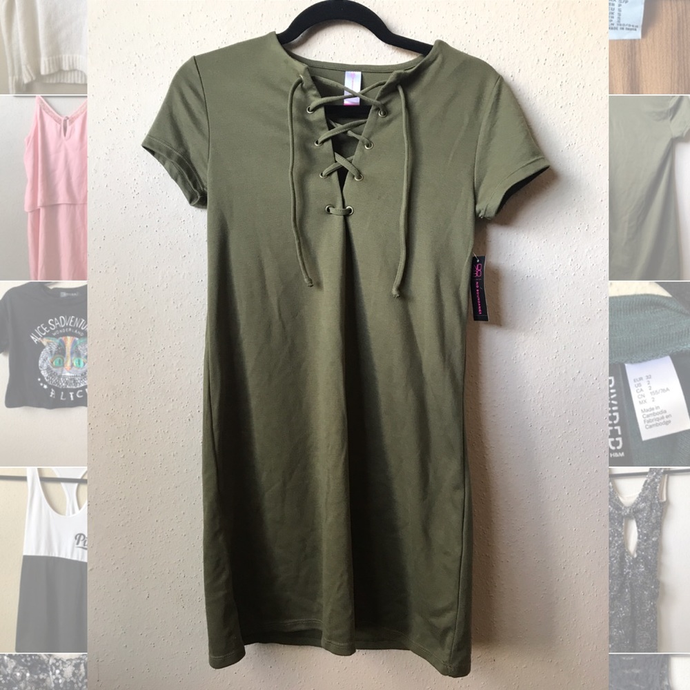 Olive green shirt dress